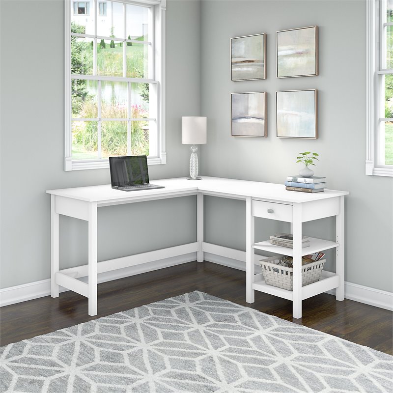 Bush Furniture Broadview Desktop Organizer in Pure White 