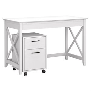 bush furniture key west 48w writing desk with 2 drawer mobile file cabinet