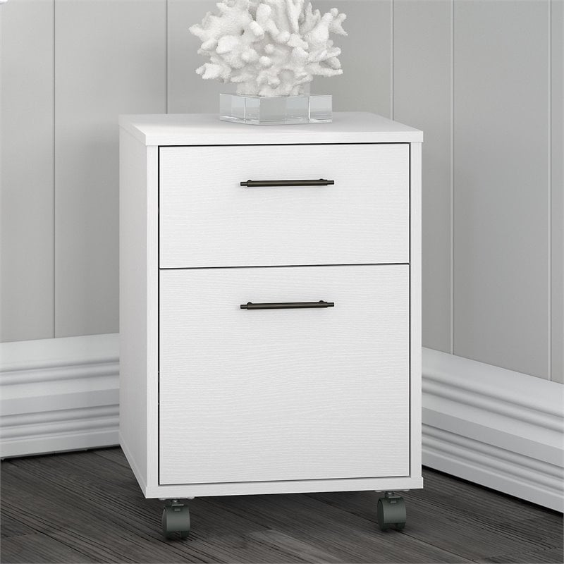 Bush Furniture Key West 2 Drawer Mobile File in Pure White Oak