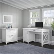Key West 54W Computer Desk with File Cabinet in Pure White Oak - Engineered Wood