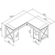 Bush Furniture Key West 60W L Shaped Desk with 2 Drawer Mobile File Cabinet