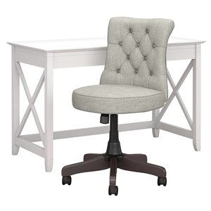 Bush Furniture Key West 48W Writing Desk with Mid Back Tufted Office Chair