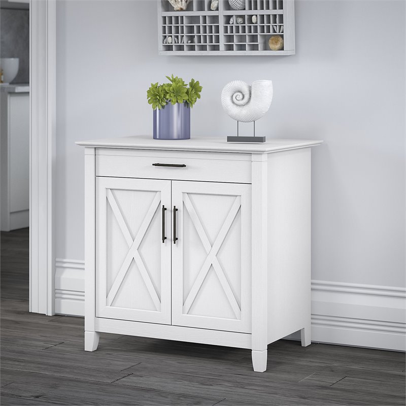 Bush Furniture Key West Secretary Desk with Storage in Pure