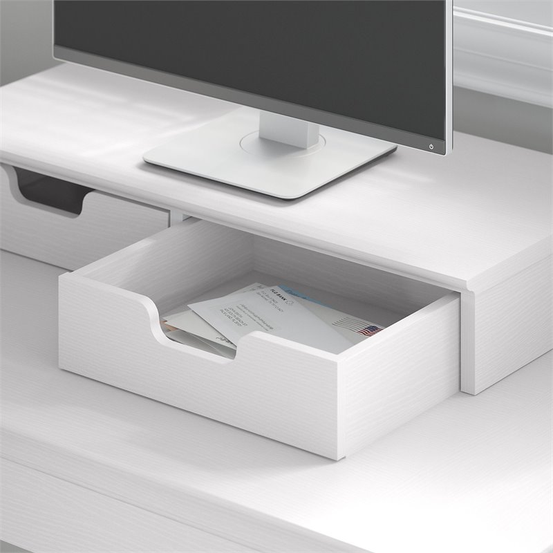 Bush Furniture Key West Desktop Organizer with Drawers Pure White Oak 27W x 12.5D x 4H