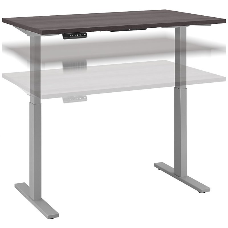 Cabot 48W Height Adjustable Standing Desk Set in Heather Gray - Engineered Wood
