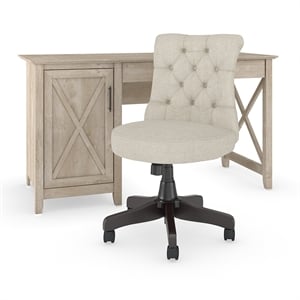 Bush Furniture Key West Single Pedestal Desk With Arden Lane Mid Back Tufted Chair