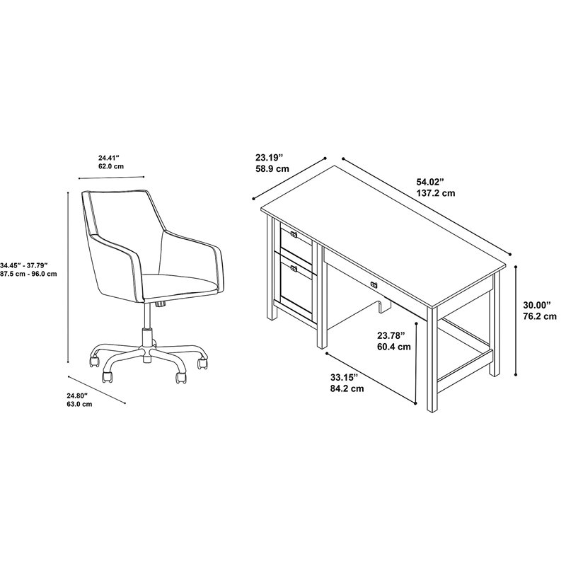 Bush Broadview Engineered Wood Computer Desk and Chair Set in Pure
