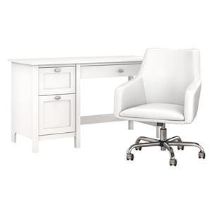 Bush Broadview Engineered Wood Computer Desk and Chair Set in Pure White
