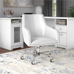 Cabot Mid Back Leather Box Chair in White