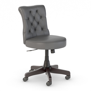 Cabot Mid Back Tufted Office Chair in Dark Gray Leather