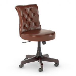 fairview mid back tufted office chair in harvest cherry  - bonded leather