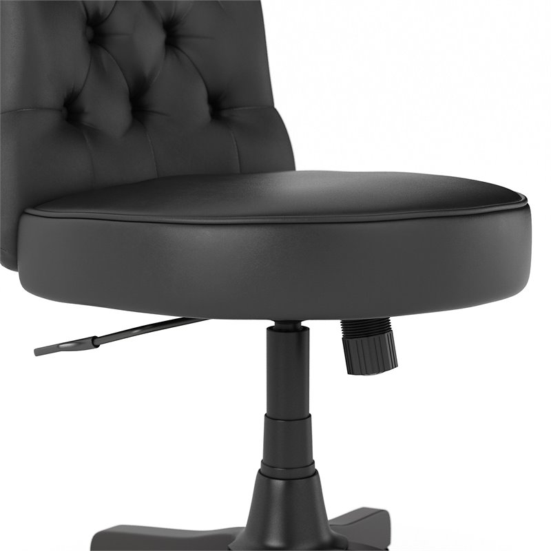 Salinas Mid Back Tufted Office Chair In Black Leather Sal009bl