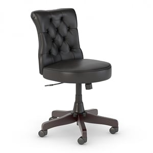 Bush Furniture Salinas Mid Back Tufted Office Chair in Black Leather