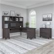 Somerset 72W L Desk with Hutch and File Cabinet in Storm Gray - Engineered Wood
