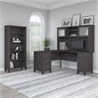 Somerset 60W L Desk with Hutch and Bookcase in Storm Gray - Engineered Wood
