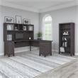 Bush Furniture Somerset 72W L Desk with Hutch & Bookcase in Storm Gray