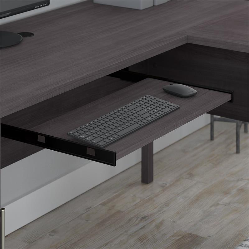 Somerset 72W L Shaped Desk Set with Storage in Storm Gray - Engineered Wood