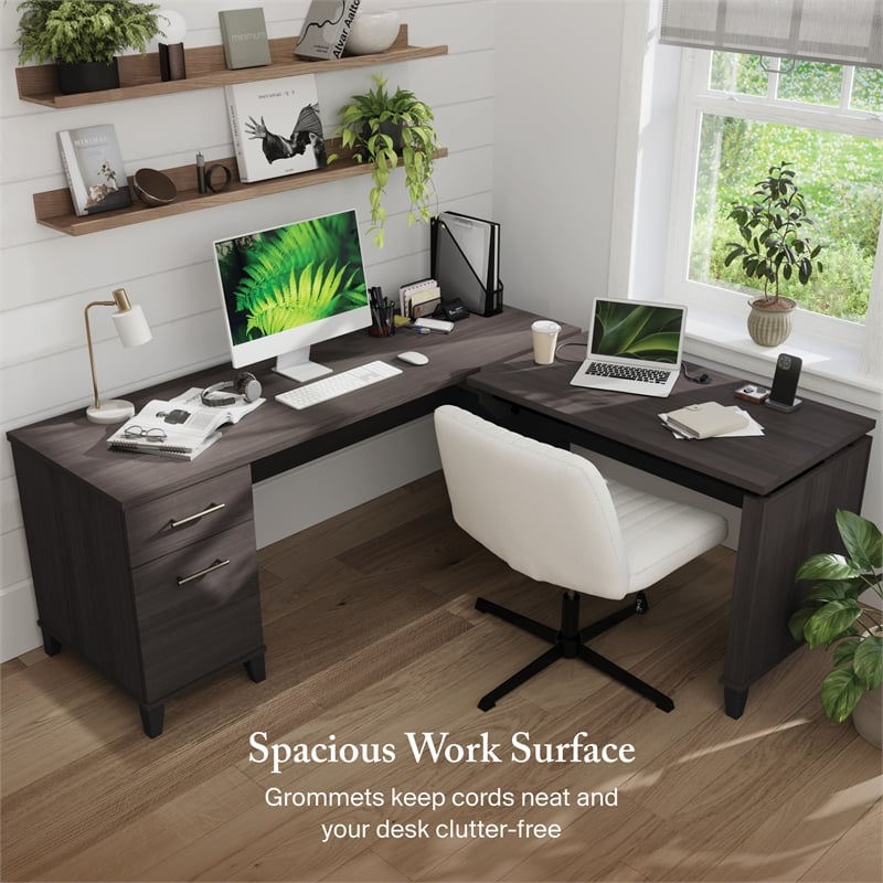 Somerset 72W 3 Position Sit to Stand L Desk in Storm Gray - Engineered Wood
