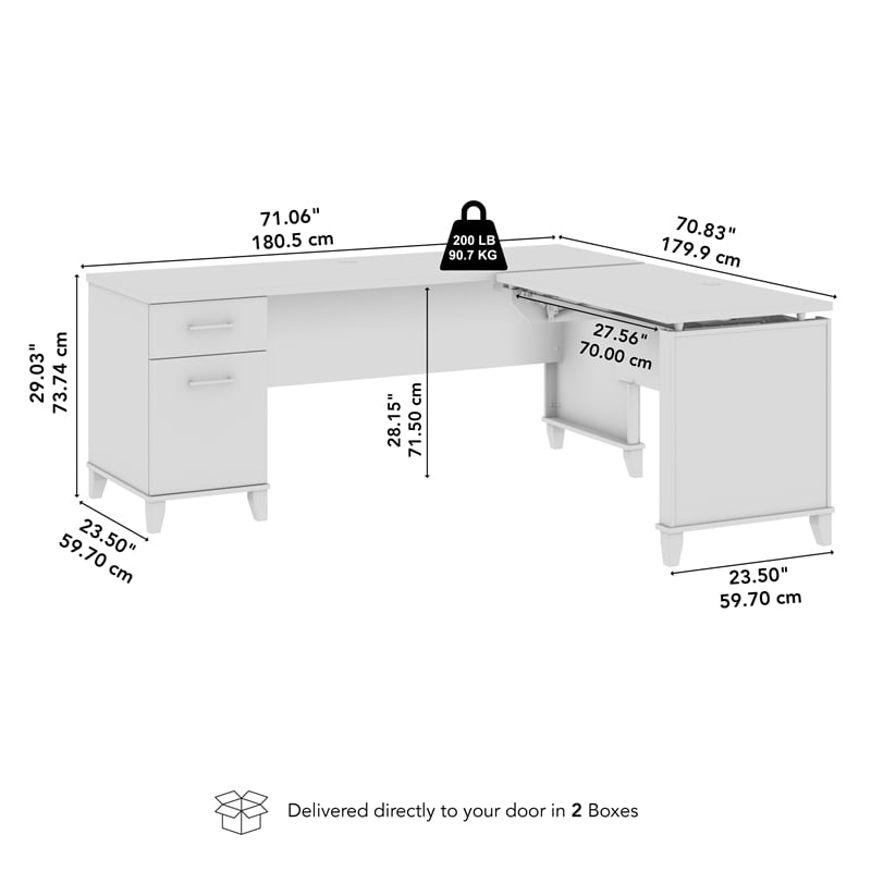 Somerset 72W 3 Position Sit to Stand L Desk in Storm Gray - Engineered Wood