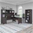 Somerset Sit to Stand L Desk Set with Bookcase in Storm Gray - Engineered Wood