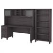 Somerset 72W Desk with Hutch and Bookcase in Storm Gray - Engineered Wood