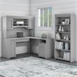 Bush Furniture Fairview L Desk with Hutch & Bookcase in Cape Cod Gray