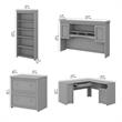 Bush Furniture Fairview L Shaped Desk 4 Pc Set with Storage in Cape Cod Gray