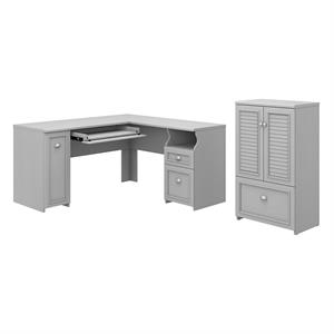 fairview l desk with storage file cabinet in cape cod gray - engineered wood