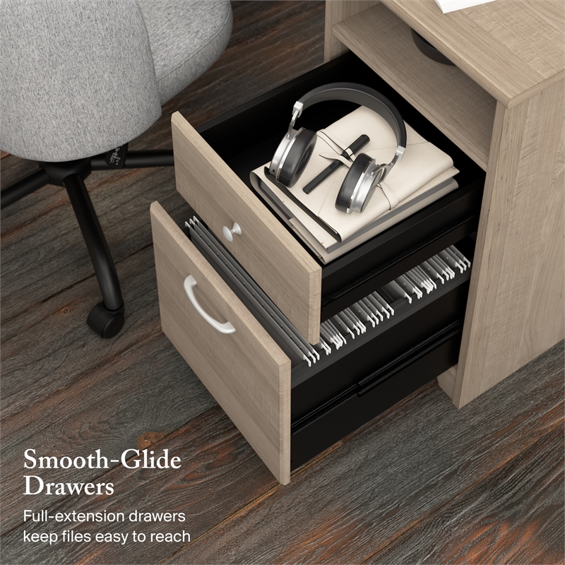 Cabot 60W L Shaped Computer Desk with Storage in Ash Gray - Engineered Wood
