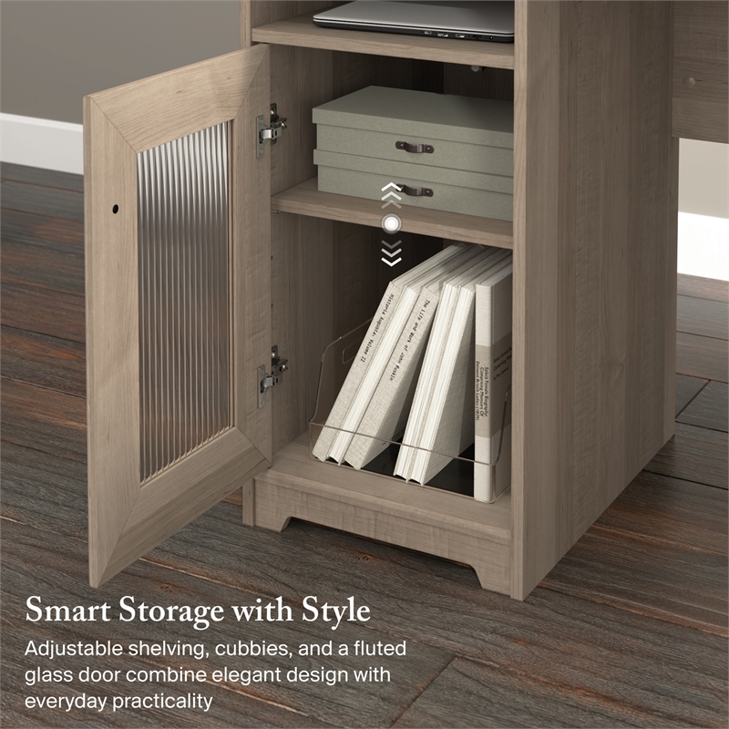 Cabot 60W L Shaped Computer Desk with Storage in Ash Gray - Engineered Wood