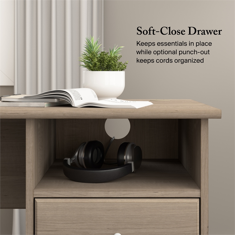 Cabot 60W L Shaped Computer Desk with Storage in Ash Gray - Engineered Wood