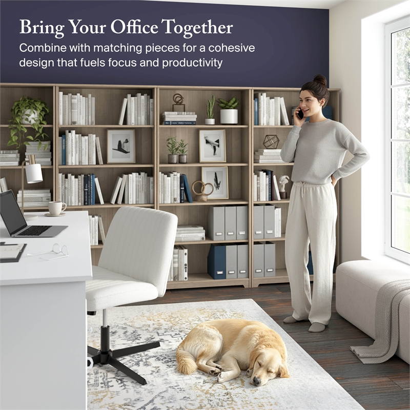 Cabot Tall 5 Shelf Bookcase in Ash Gray - Engineered Wood