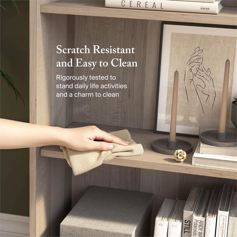 Cabot Tall 5 Shelf Bookcase in Ash Gray - Engineered Wood