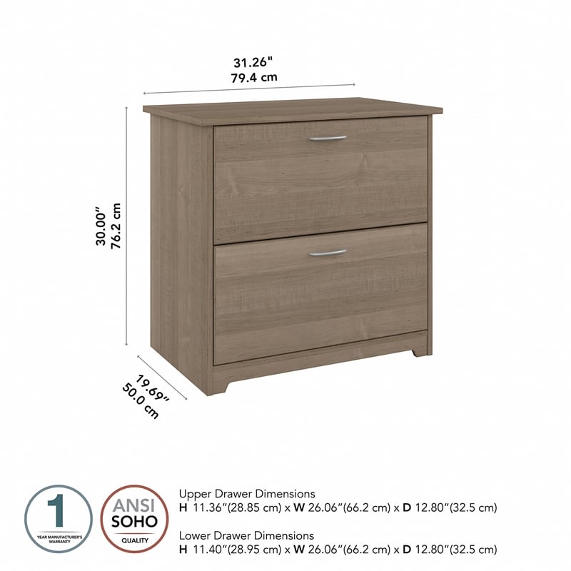 Cabot 2 Drawer Lateral File Cabinet in Ash Gray - Engineered Wood