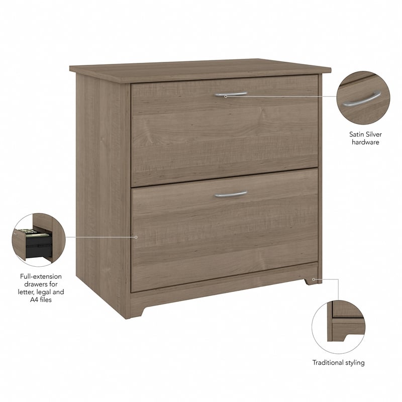 Cabot 2 Drawer Lateral File Cabinet in Ash Gray - Engineered Wood