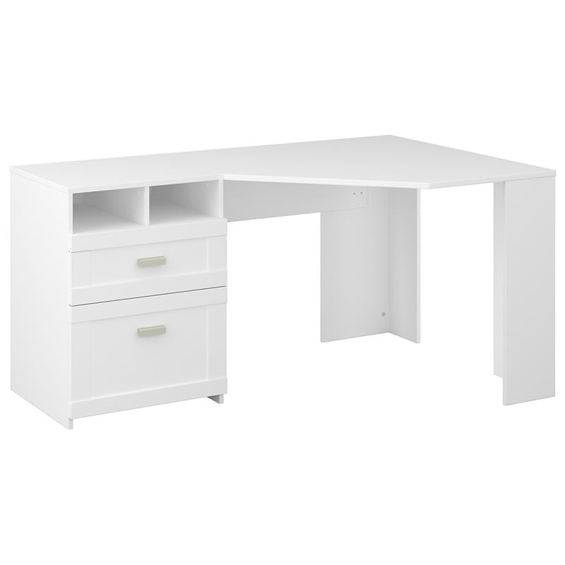 Wheaton Reversible Corner Desk with Storage in Pure White - Engineered Wood