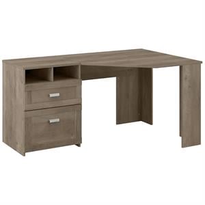 Wheaton Reversible Corner Desk with Storage in Driftwood Gray - Engineered Wood