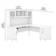 Somerset 72W L Shaped Desk with Hutch in White - Engineered Wood
