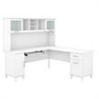 Somerset 72W L Shaped Desk with Hutch in White - Engineered Wood