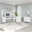 Somerset 72W L Shaped Desk with Hutch & File Cabinet in White - Engineered Wood