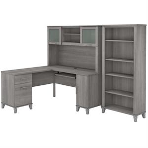 bush furniture somerset 60w l desk with hutch and bookcase - engineered wood