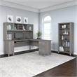 Somerset 72W L Shaped Desk with Hutch and Bookcase in Gray - Engineered Wood