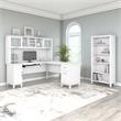 Somerset 72W L Shaped Desk with Hutch and Bookcase in White - Engineered Wood