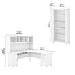 Somerset 72W L Shaped Desk with Hutch and Bookcase in White - Engineered Wood