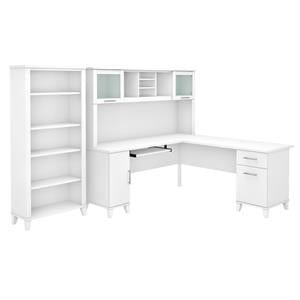 bush furniture somerset 72w l shaped desk with hutch and bookcase - engineered wood