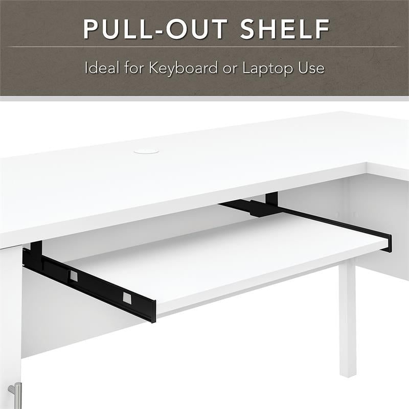 Somerset 72W L Shaped Desk Set with Hutch and Storage in White - Engineered Wood