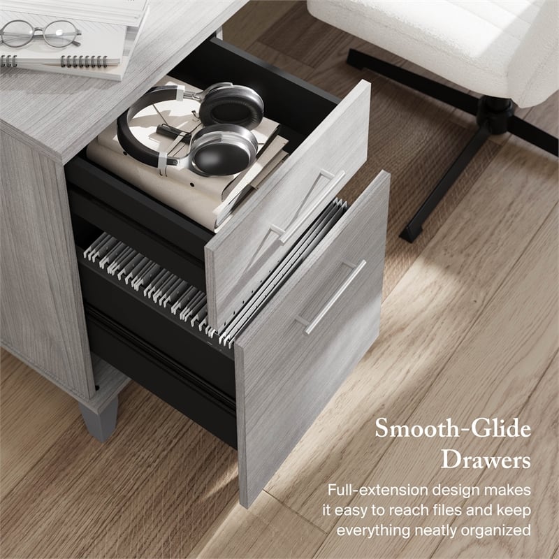 Somerset 72W 3 Position Sit to Stand L Desk in Platinum Gray - Engineered Wood