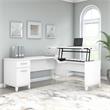 Somerset 72W Sit to Stand L Shaped Desk in White - Engineered Wood
