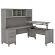 Somerset 72W L-Shaped Sit to Stand Desk with Hutch - Engineered Wood