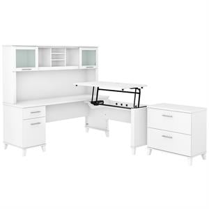 bush furniture somerset sit-stand l desk set with file cabinet - engineered wood